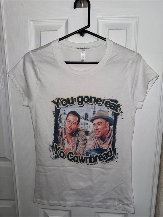 Reserved Tops - White Graphic Tee - "You Gone Eat Yo Cornbread"